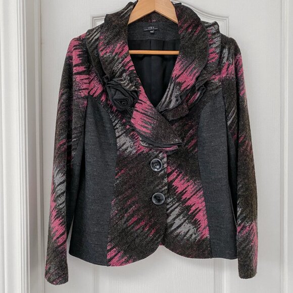 Vex Collection - Double Button Up Blazer with Pattern & Rose Collar - Picture 3 of 9